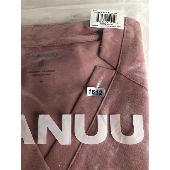 Jaanuu Helia Women's 3-Pocket Classic Notched V-Neck Scrub Top Mauve Med NEW!! - Picture 11 of 11